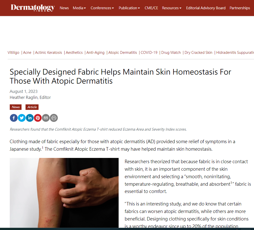 Dermatology Times - Specially Designed Fabric Helps Maintain Skin Homeostasis For Those With Atopic Dermatitis