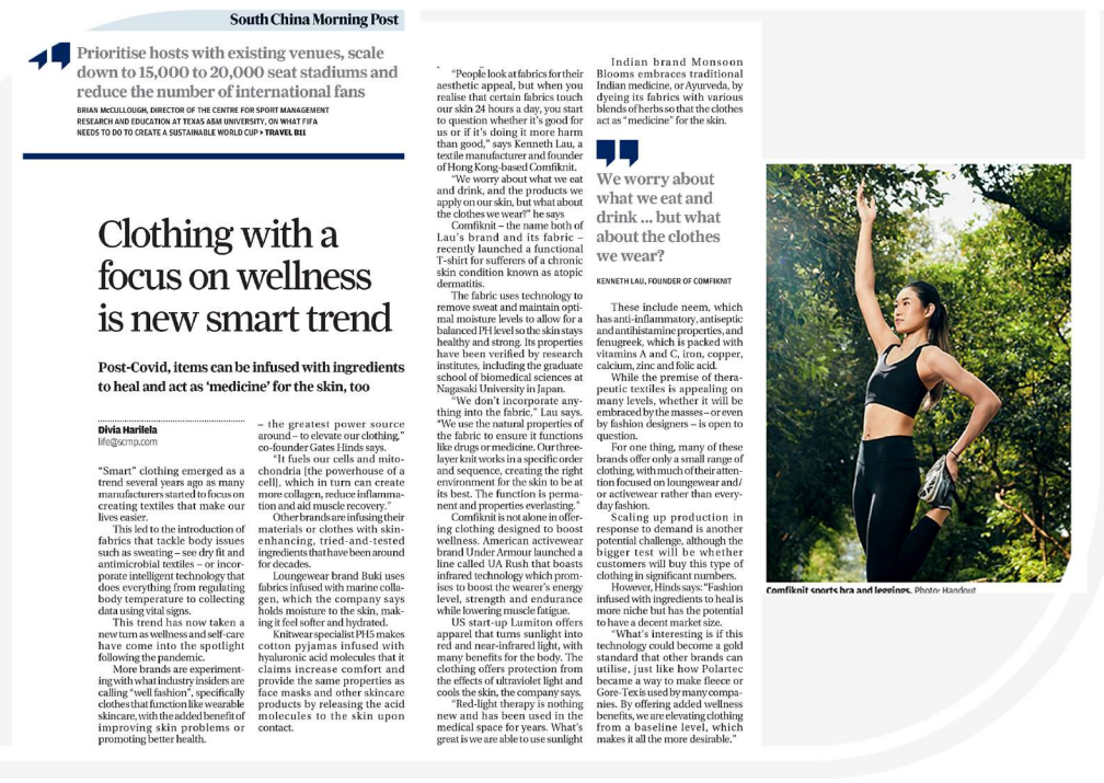 SCMP Hong Kong - ‘Well fashion’ the new smart clothing trend, with the focus on wellness and self-care