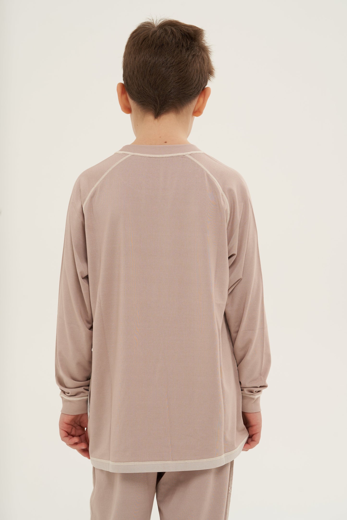 Loungewear Kids - Long Sleeve Round Neck Shirt (Unisex, Tan)