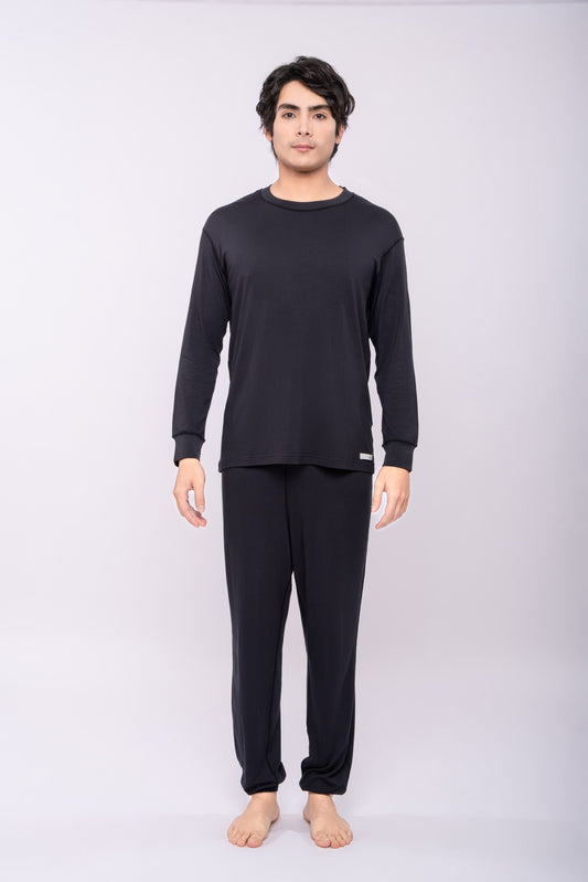 Loungewear - Long Sleeve Round Neck Shirt (Men, Elastic Sleeve Cuff)