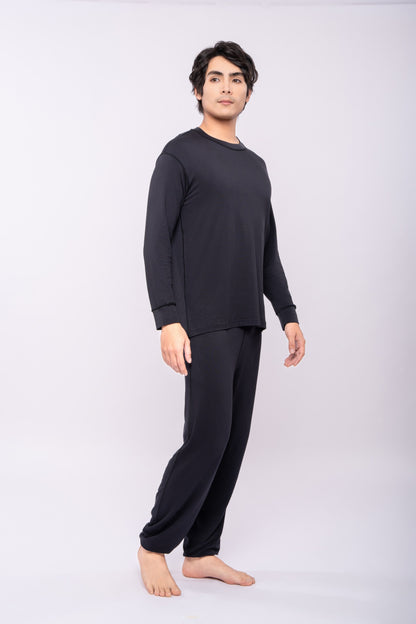 Loungewear - Long Sleeve Round Neck Shirt (Men, Elastic Sleeve Cuff)