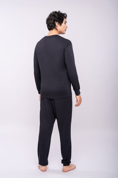 Loungewear - Long Sleeve Round Neck Shirt (Men, Elastic Sleeve Cuff)