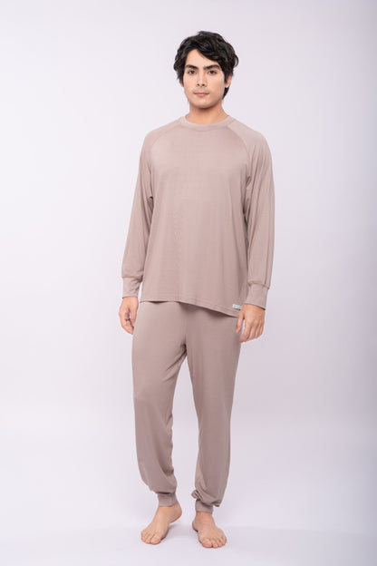 Loungewear - Long Sleeve Round Neck Shirt (Men, Elastic Sleeve Cuff)