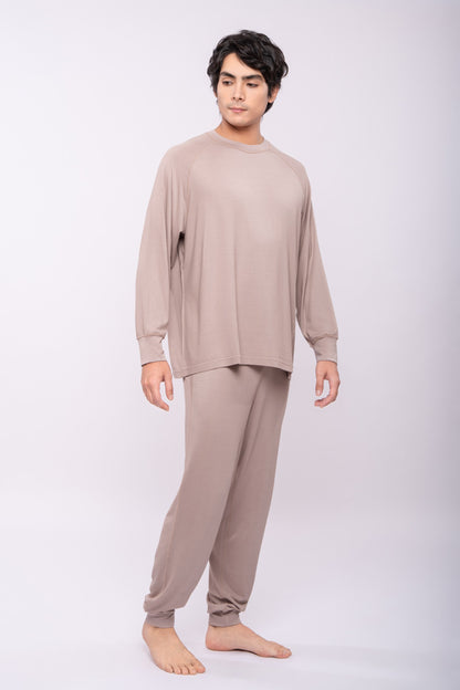 Loungewear - Long Sleeve Round Neck Shirt (Men, Elastic Sleeve Cuff)