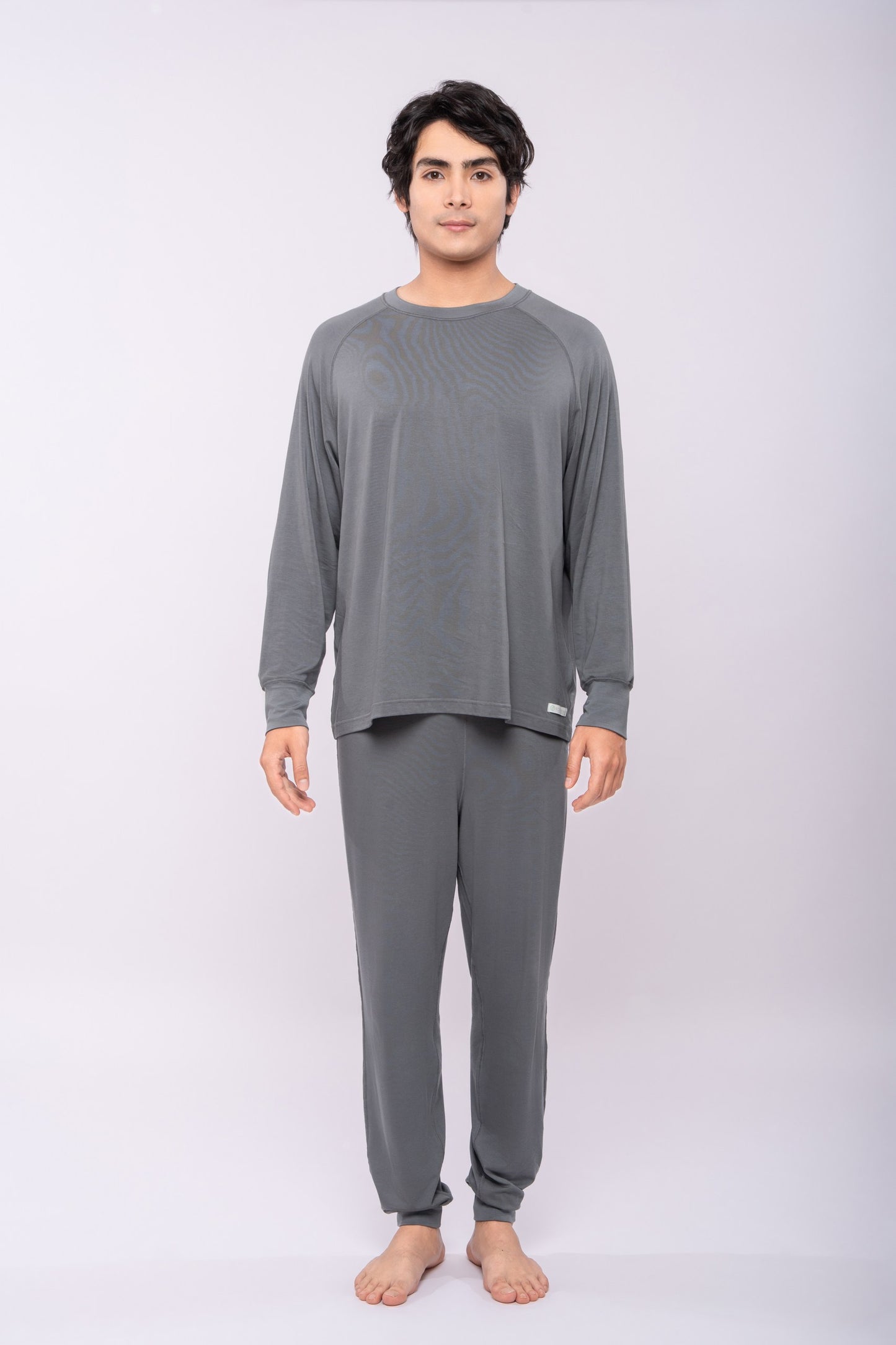 Loungewear - Long Sleeve Round Neck Shirt (Men, Elastic Sleeve Cuff)