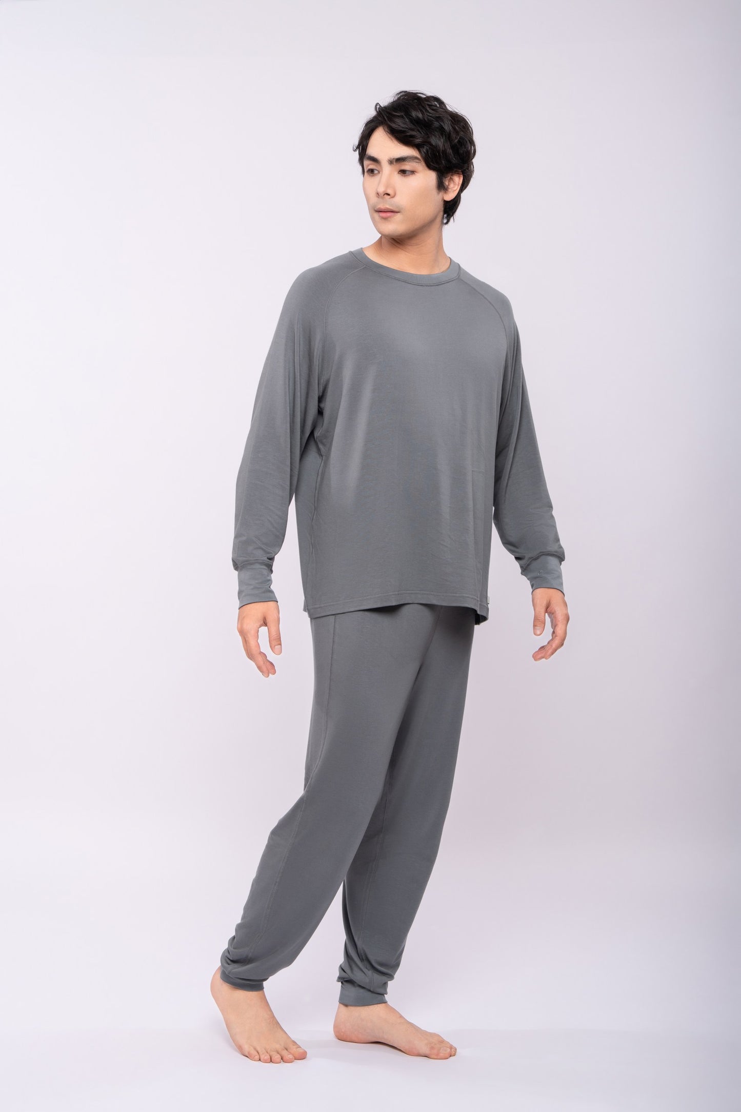 Loungewear - Long Sleeve Round Neck Shirt (Men, Elastic Sleeve Cuff)