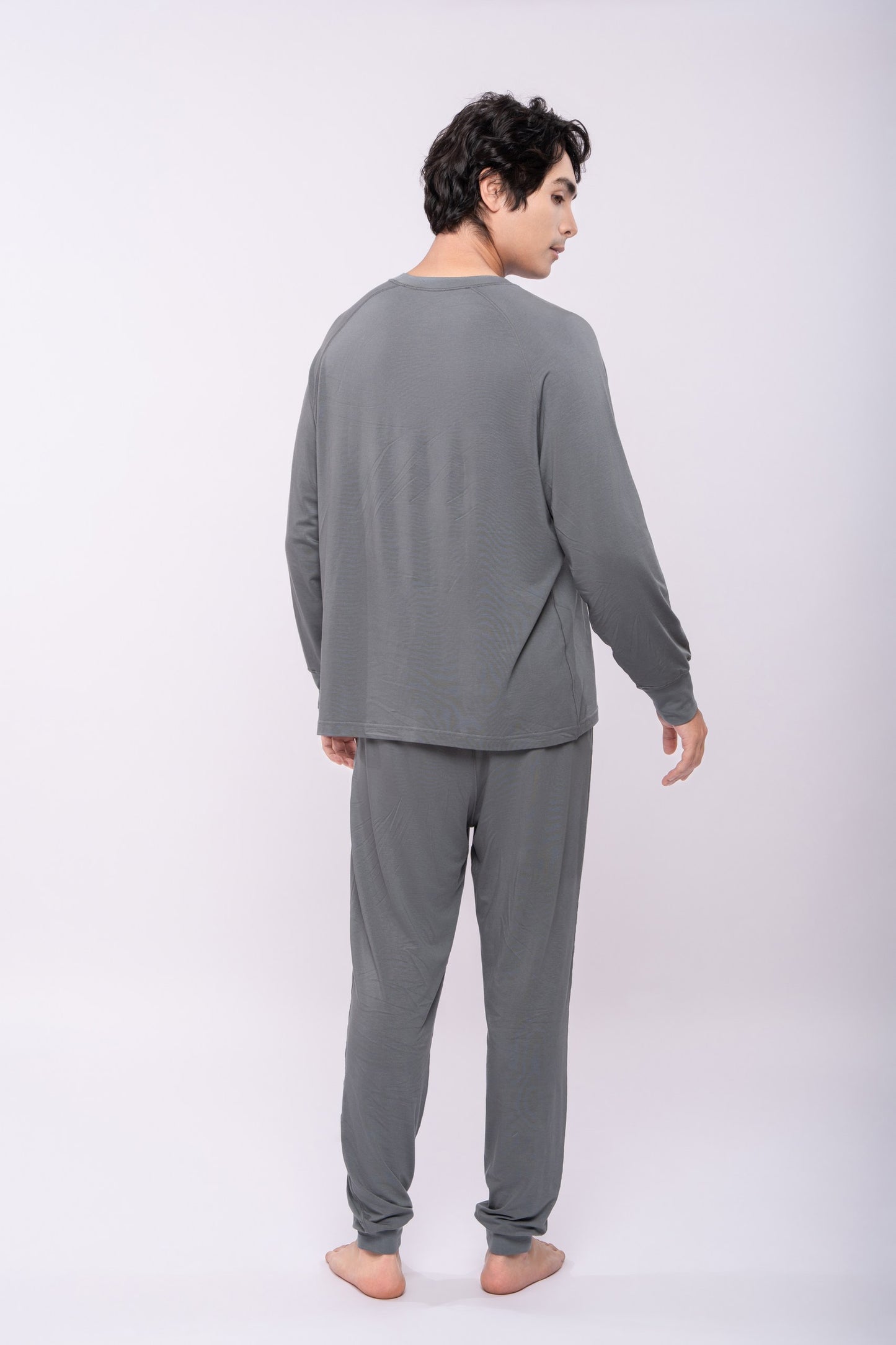 Loungewear - Long Sleeve Round Neck Shirt (Men, Elastic Sleeve Cuff)